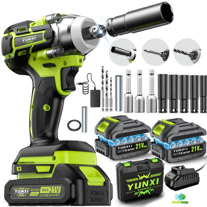 Cordless Impact Wrench Brushless Motor 3-in-1 High Torque, Rechargeable Battery, Design, Variable Speed