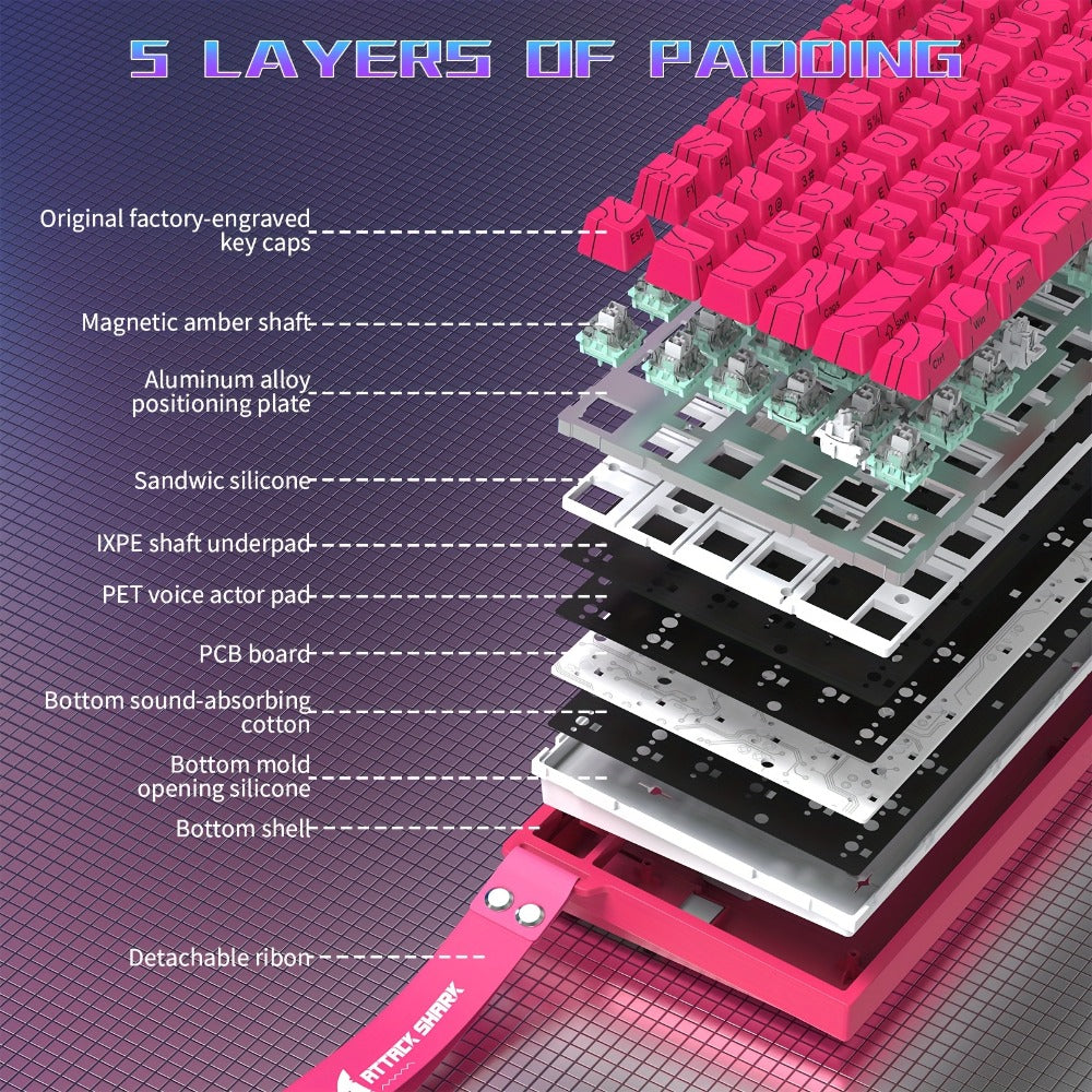 Hall Effect Mechanical Gaming Keyboard Attack Shark R82HE 80%, 0.005mm Rapid Trigger, 8000Hz Polling Rate
