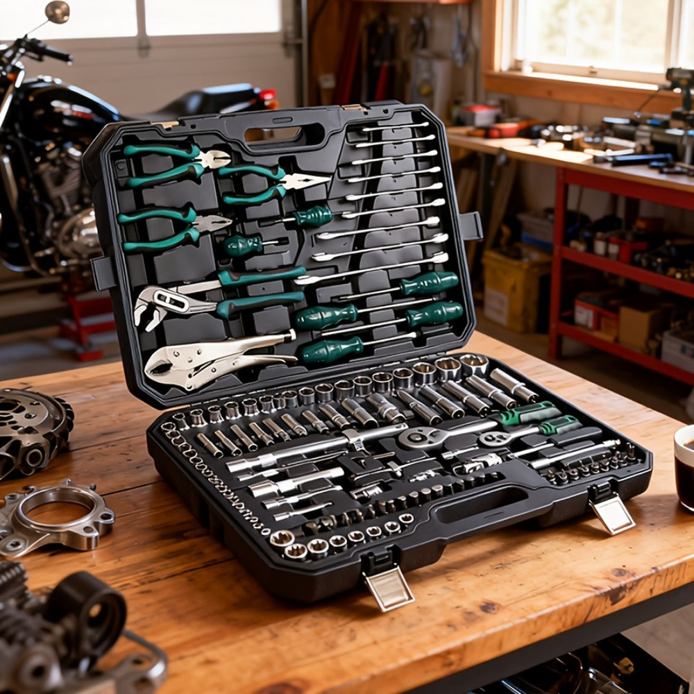 Emergency Vehicle Repair Tool Kit 45 to 171-Piece – Multi-Function Combination Wrench Set for Car, Bicycle & Motorcycle Outdoor Maintenance