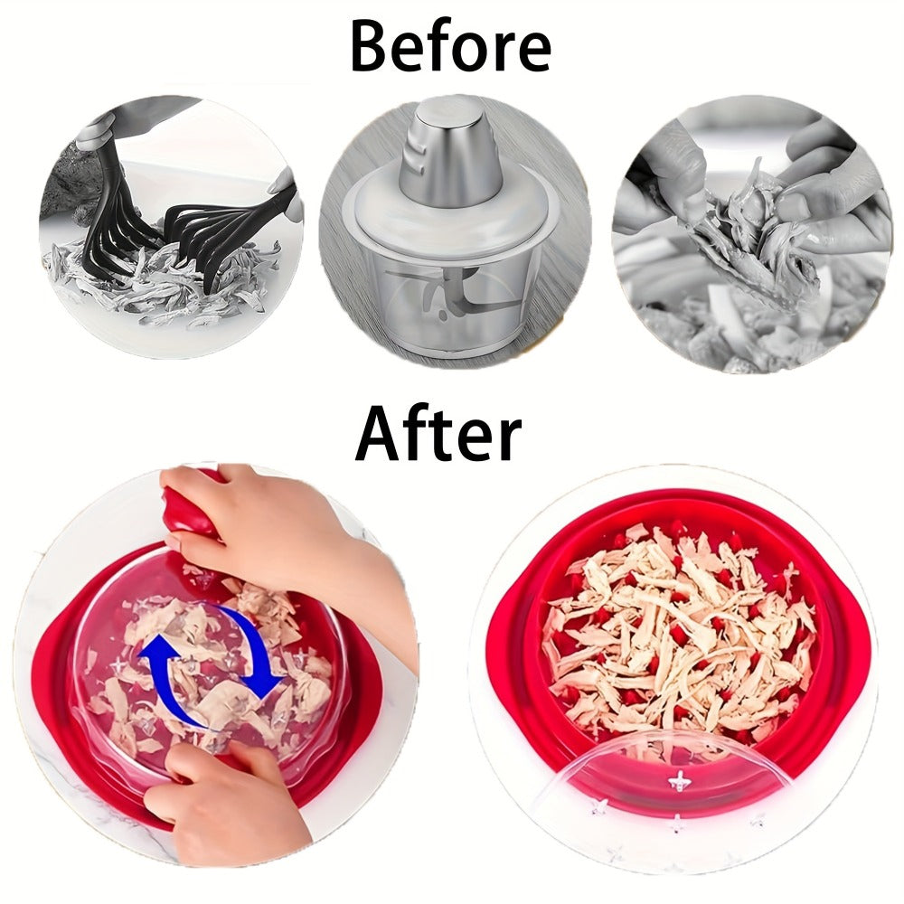 Chicken Shredder Tool with 360° Twist Handle, Large Meat Shredder with Anti-Slip Base, Grip, Transparent Lid