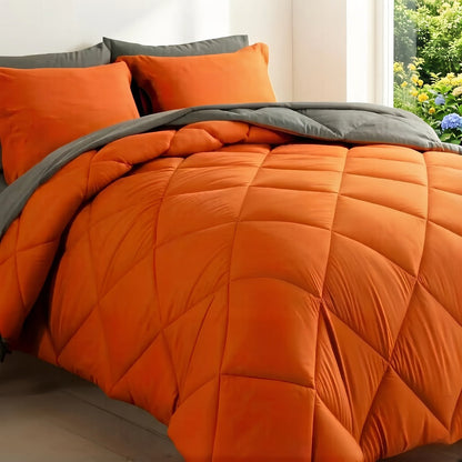 Comforter Set 7-Piece Bed in a Bag Queen King Full Soft Microfiber Down Alternative Comforter Fitted Sheet Flat Sheet Pillow Shams