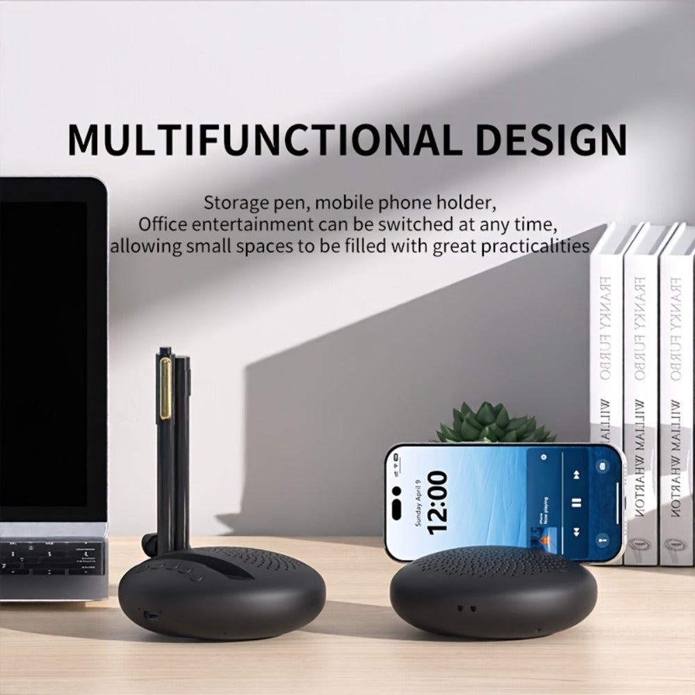 Multifunctional Bluetooth Speaker with Phone Stand & Pen Holder, Portable Wireless Speaker with Rope