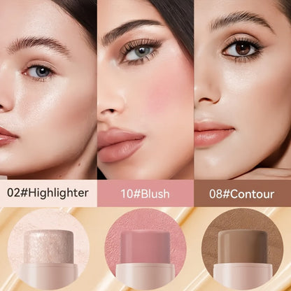 Cream Contour Stick Set 3-in-1 with Blush Highlighter & Bronzer – Squalane Non-Greasy Waterproof Long-Lasting Sculpting Kit