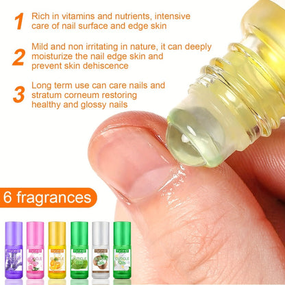 Cuticle Oil Set 6 Scents with Jojoba Oil Grape Seed Oil & Vitamin E – Paraben-Free Plant-Based Daily Nail Treatment for Dry Damaged Broken