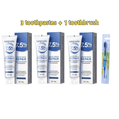 Hydroxyapatite Toothpaste 3-Pack 7.5% Nano Formula Whitening Toothpaste with Toothbrush Teeth for an Everyday Personal Care Routine