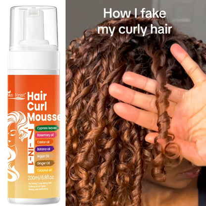 Curl Defining Hair Foam Mousse 200ml Smoothing Styling for Natural Fluffy Elastic Curls, Frizz Control for Wavy Coily Hair