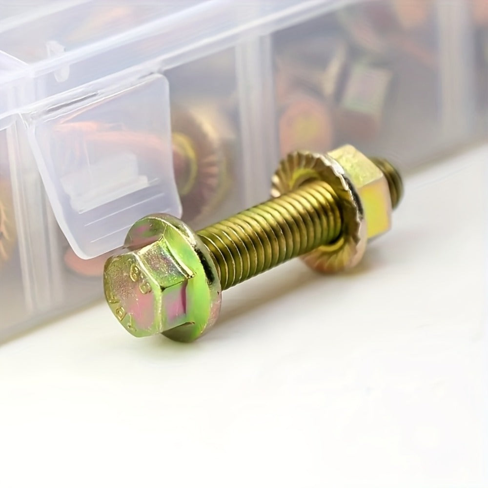 Metric Flange Bolt Nut Assortment Kit 240pcs – M5 M6 M8 Alloy Steel Hex Screws & Nuts Set in 14 Sizes Corrosion-Resistant for DIY Repair