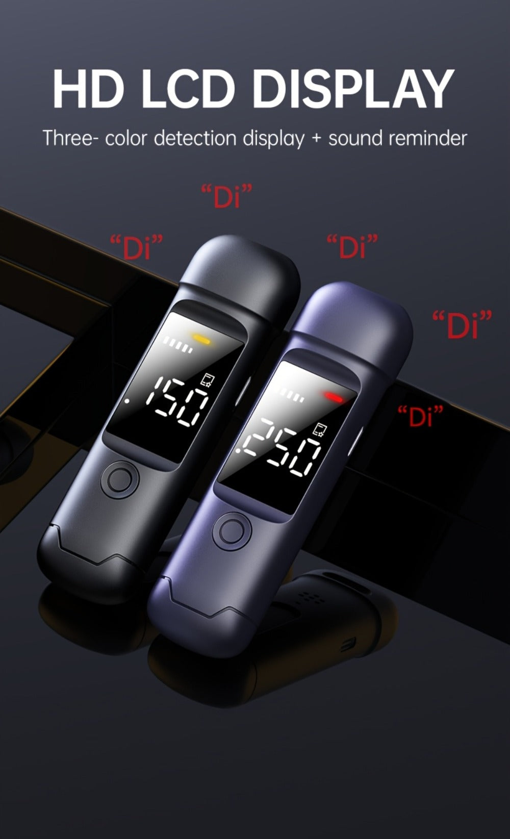 USB Rechargeable Breathalyzer with LCD Display, Portable Personal Alcohol Tester, 200mAh Battery
