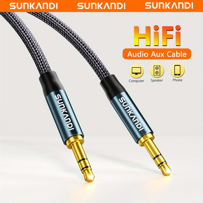 3.5mm Male to Male AUX Audio Cable, Durable Tangle-Free Stereo Cord for Car, Headphones, Speakers