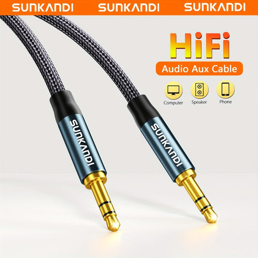 3.5mm Male to Male AUX Audio Cable, Durable Tangle-Free Stereo Cord for Car, Headphones, Speakers
