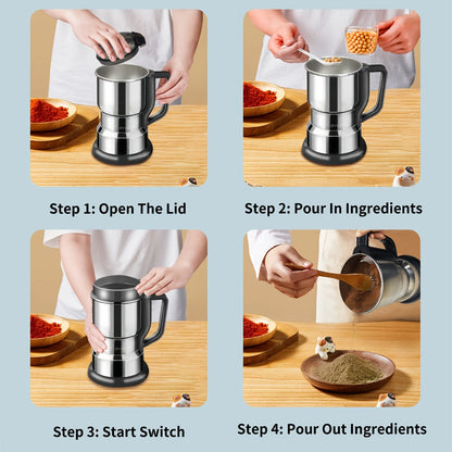 Coffee Bean Grinder 300W 8-Blade Stainless Steel 400g 14oz Large Up to 36 Cups 10-Second for Entryways, Bedrooms and Living Spaces