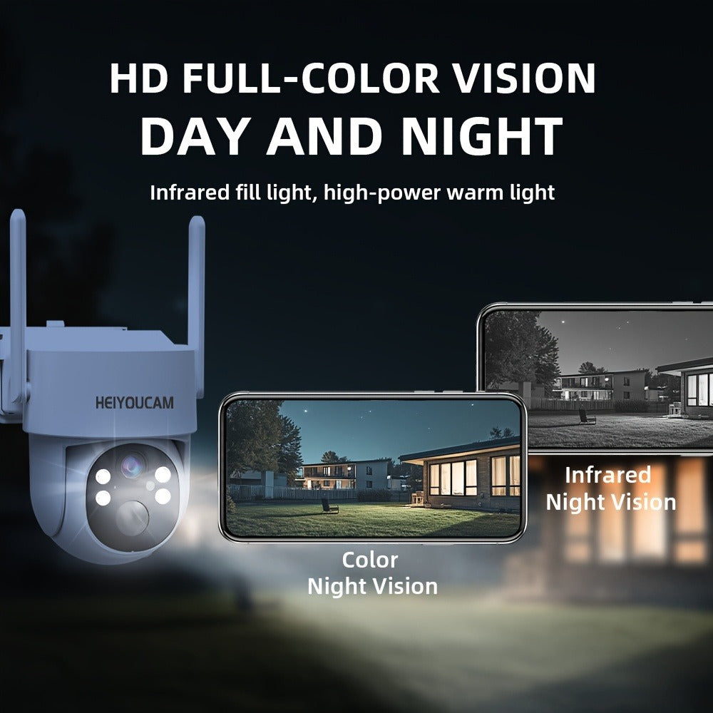 Solar PTZ Security Camera Outdoor 4K Wireless – 360° Pan Tilt Zoom, PIR Motion Detection Alarm, Full Color Night Vision, Two-Way Audio
