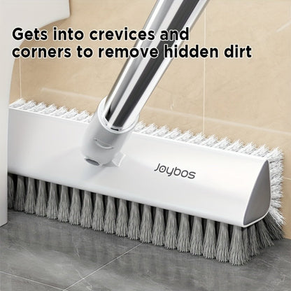 Floor Scrub Brush 52 Inch Long Handle Double-Sided V-Shaped Triangle Head Stiff Bristles for Home Cooking, Dining and Outdoor Meals