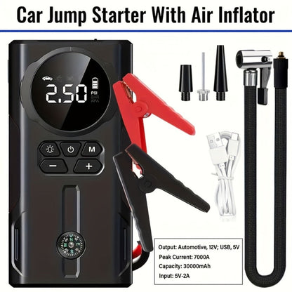 7000A Jump Starter with Air Compressor & Tire Inflator, 8-in-1 Portable Car Battery Booster for 9L Gas 8.5L Diesel, 150PSI Auto-Stop