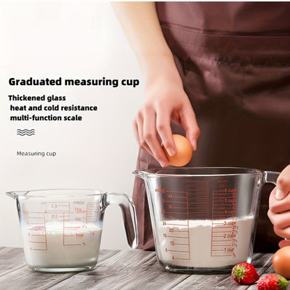 Glass Measuring Cups Set, Food Grade Borosilicate Measuring Cup with Handle & Spout, Microwave &