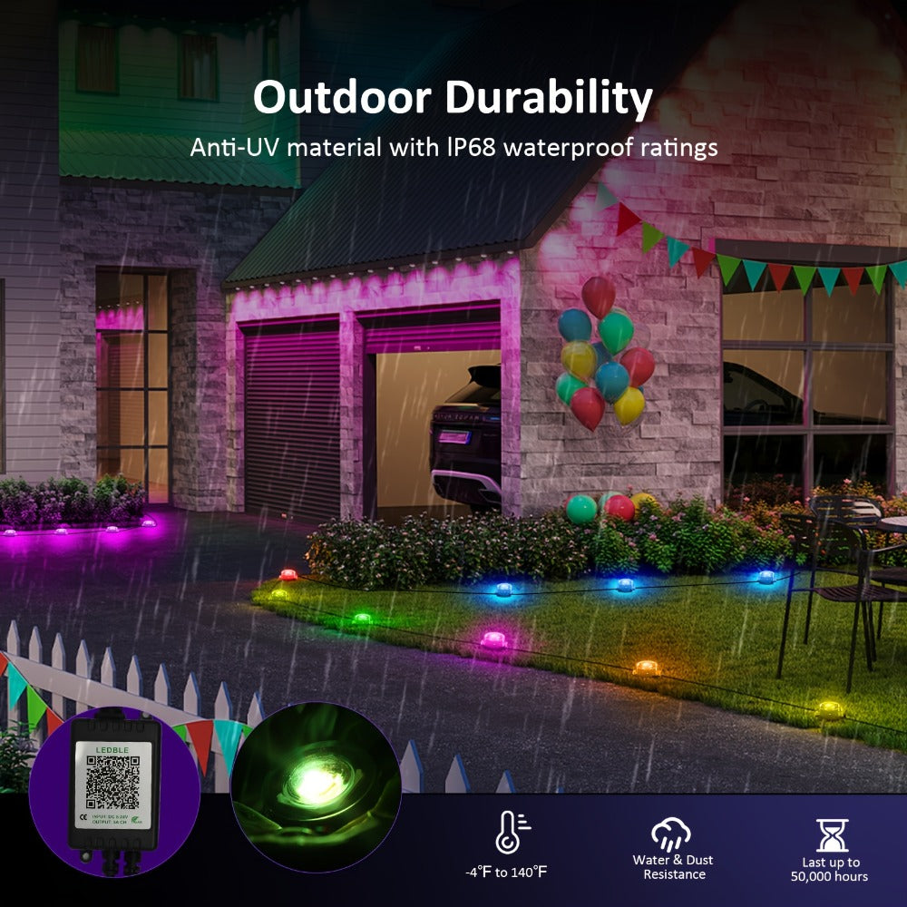 RGB Outdoor Pathway Lights 16 Million Color Changing Music Sync - Remote & APP Control Timer 50FT for an Everyday Personal Care Routine