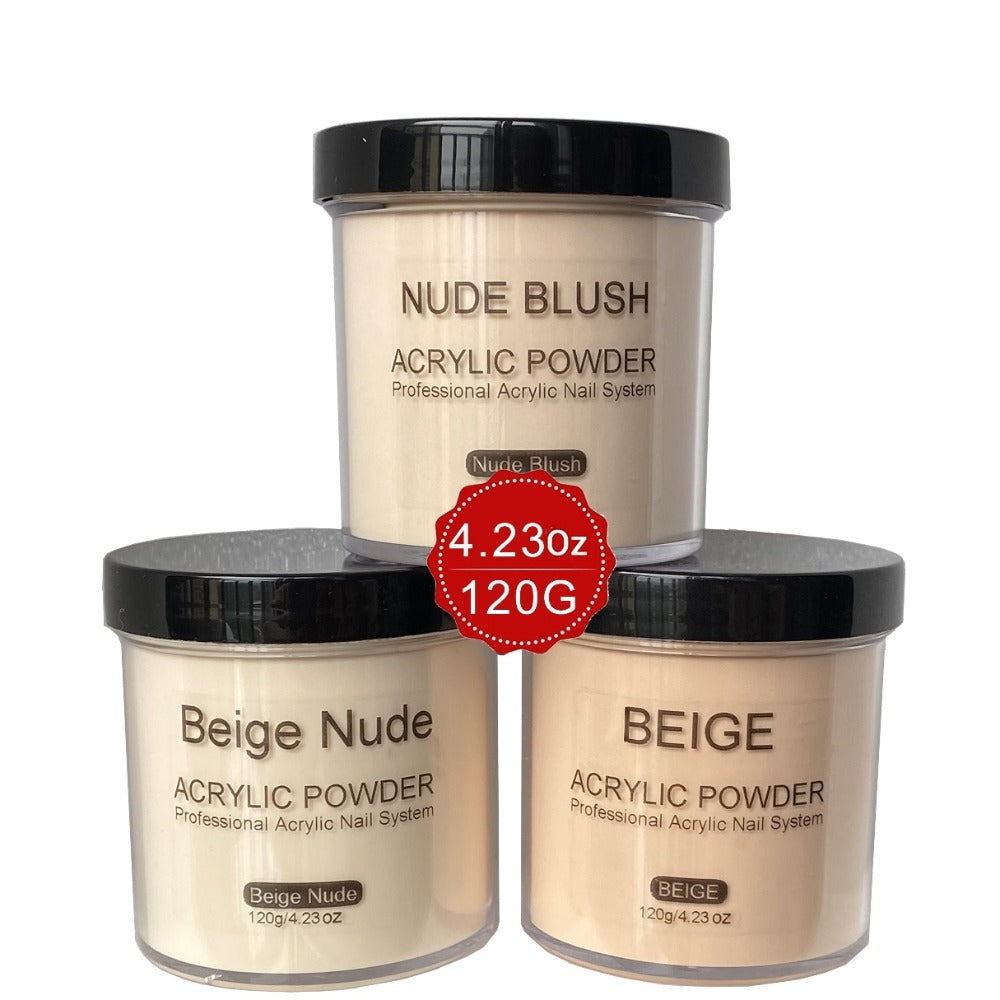 120g Acrylic Nail Powder Jar in Nude Blush, Beige or Beige Nude for Use with Compatible Acrylic Liquid