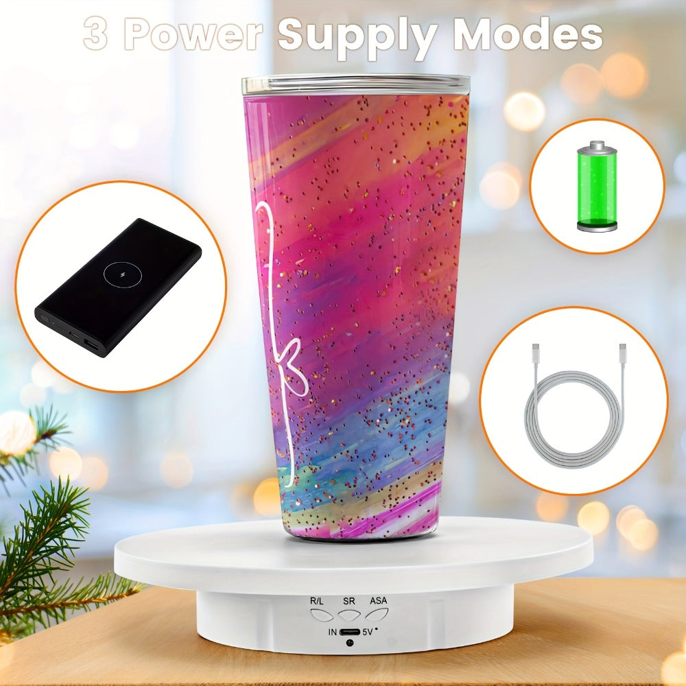 JANCHUN 3-in-1 360° Rotating Display Stand for Epoxy Glitter Tumbler, 5.74"/7.08"/8.06" Sizes, Remote Control