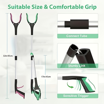 32-Inch Foldable Grabber Reacher with Extendable Arm and Anti-Slip Grip for Home, Office, Garage and Everyday Pickup Tasks