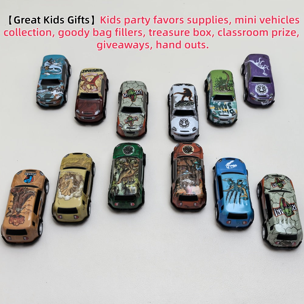 Dinosaur Toy Car Set 29-30pcs, Mini Pull Back Racing Cars with T-Rex Spinosaurus Pterodactyl Figures & City Traffic Map