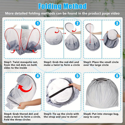Foldable Mosquito Net for Bed Large Pop-Up Portable Mosquito Net for Camping Travel Patio Floor for Garden, Yard and Pest Management