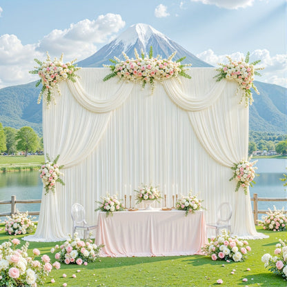 Photography Backdrop 4-Pack 5x10ft Polyester Spandex Background Cloth | Wrinkle-Resistant, Soft & Smooth with Pole Pockets | Wedding