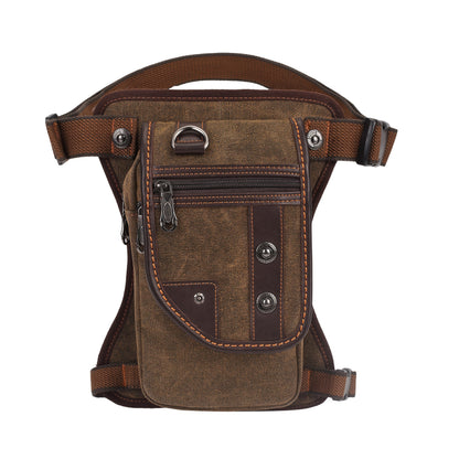 Sling Bag Vintage Brown Canvas Design with Adjustable Strap for Chest, Waist, Shoulder or Leg Carry