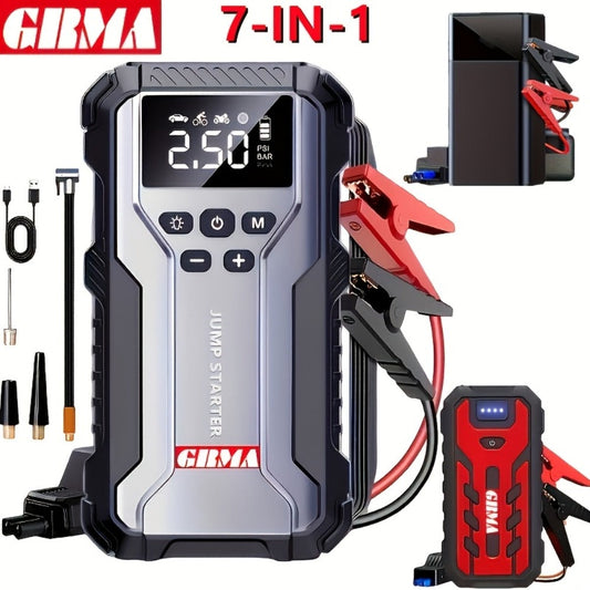 Car Jump Starter with Air Compressor 150PSI – 7-in-1 Portable Emergency Battery Booster Pack for Gas & Diesel Engines, Digital Display