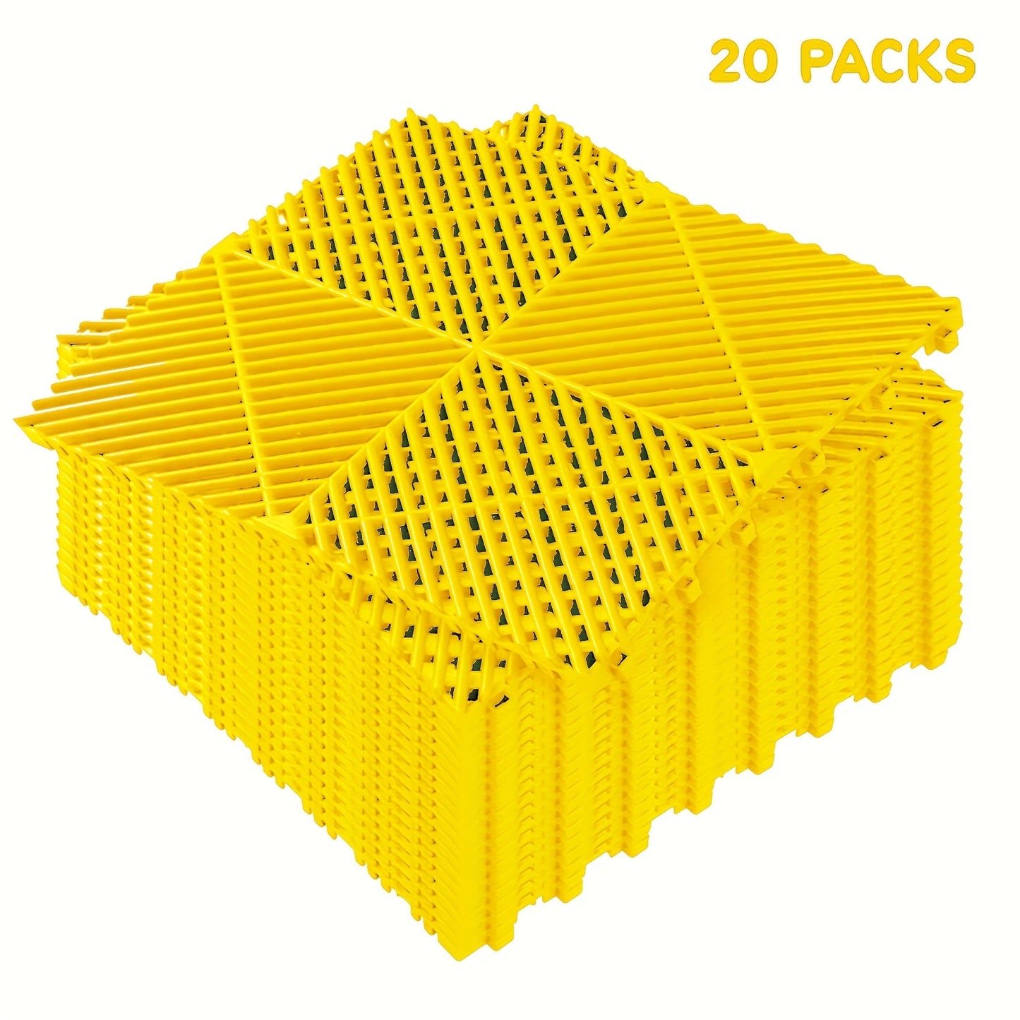 Interlocking Garage Floor Tiles 20-Pack – 16"x16" Drainage Floor Mat, Non-Slip PP Tiles for Garage, Car Wash