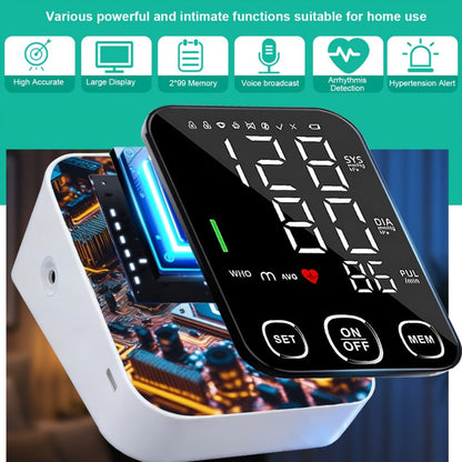 Blood Pressure Monitor for Upper Arm, 4.5-Inch Backlit Display with Voice, 2 x 99 Memory and Large Cuff
