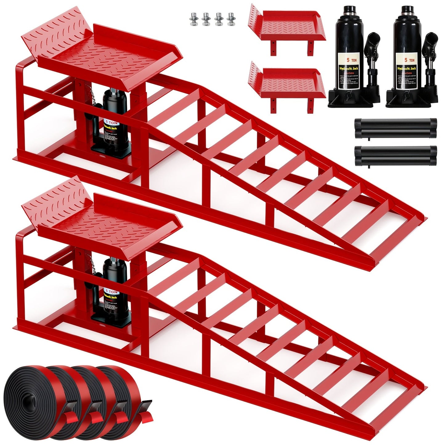 Hydraulic Car Ramps 2-Pack 10000 LB Heavy Duty Vehicle Lift Ramp Adjustable Height 9.84-14.96 Inch for Oil Change Undercarriage Repair Home