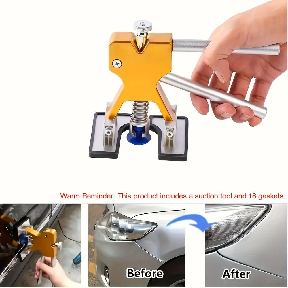 Paintless Dent Repair Kit 18-Piece Dent Puller with Pulling Tabs & Glue Mats for Car Doors Hoods Fenders – PDR Tool No Paint Damage Auto