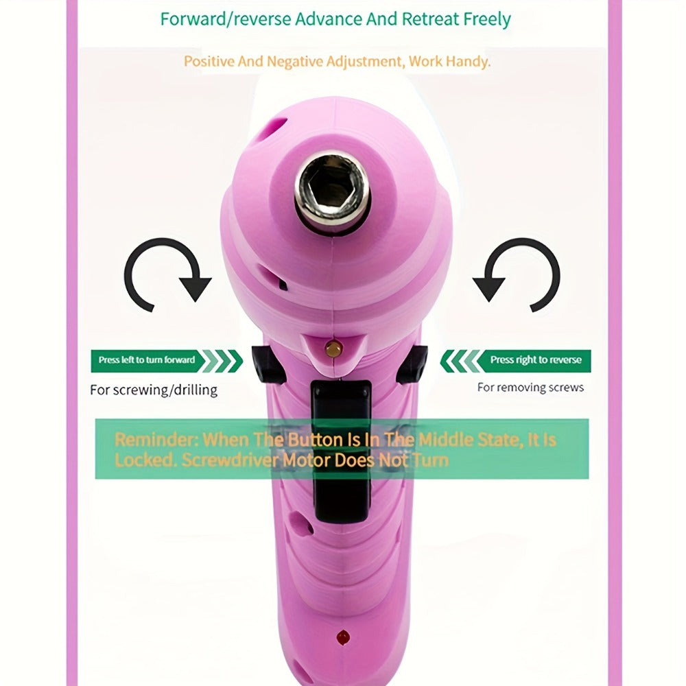 Pink Electric Screwdriver Set 47pcs 3.6V Cordless Drill Screwdriver Rechargeable 3.5Nm Torque for Entryways, Bedrooms and Living Spaces