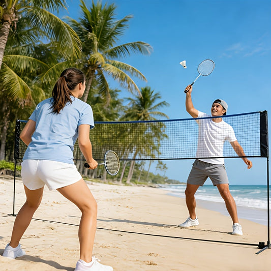 Badminton Volleyball Net Portable Adjustable Height 10ft 14ft 17ft Weather-Resistant Outdoor Indoor Backyard Pool Court Net with Carry Bag