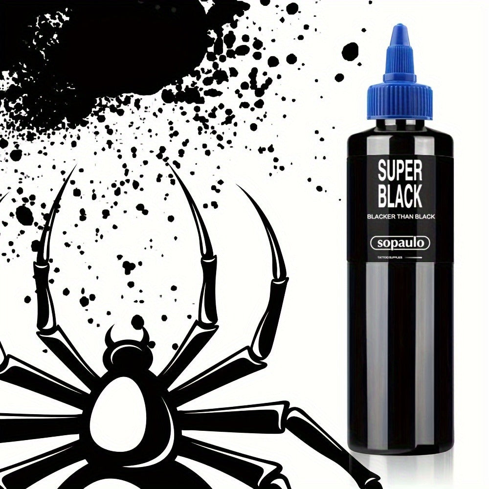 Tattoo Ink 8oz 240ml Single Black Bottle with Ultra-Dark Color Label and Large-Capacity Format