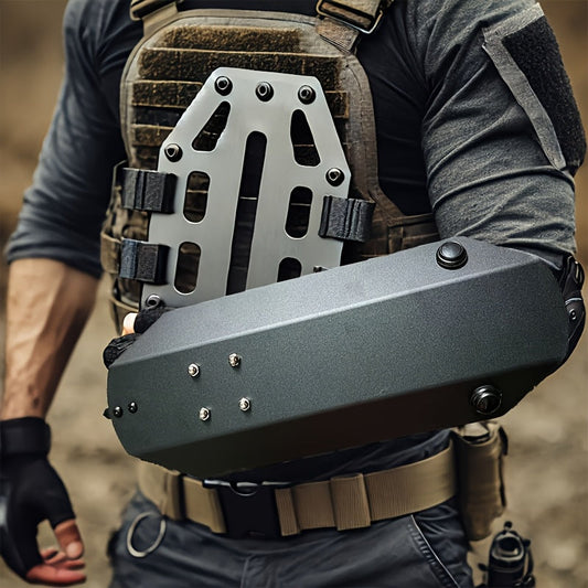 Tactical Arm Shield with Window Breaker Tool, Handheld Riot Shield High-Strength Steel Protective Gear for Outdoor Hunting Vehicle