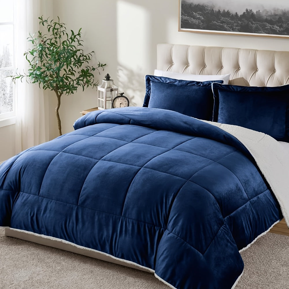 Sherpa Fleece Comforter Set Extra Thick Plush Microfiber Reversible Soft Warm Luxury Bed Blanket Twin XL Full Queen King 10 Colors