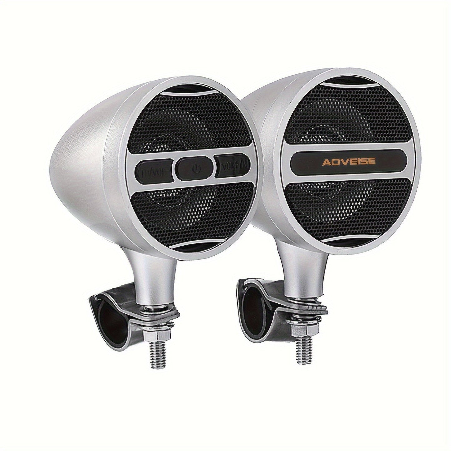 Motorcycle Bluetooth Stereo Speaker System with Built-In Amplifier – 3" Handlebar Mount Speakers, MP3 & USB, 12V, 20W×2 for ATV