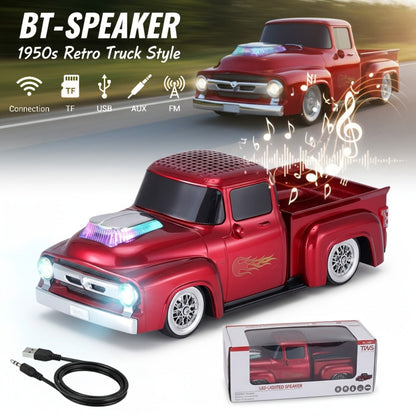 Retro Classic Car Model Bluetooth Speaker with Deep Bass, Colorful LED Lights, FM Radio, USB TF AUX Inputs