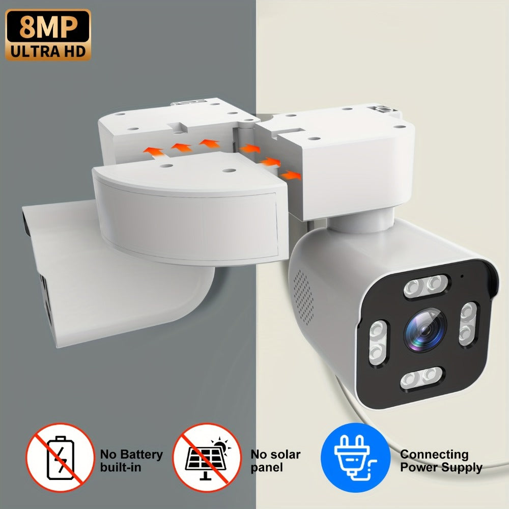 Security Camera 8MP Dual-Lens PTZ Model with 360 Panoramic View, Full-Color Night Vision and IP66