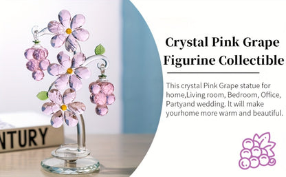 Pink Crystal Tree Statue Ornament – Romantic Crystal Flower Sculpture with Rotatable Base, Elegant Home Decor Gift for Valentine's Day