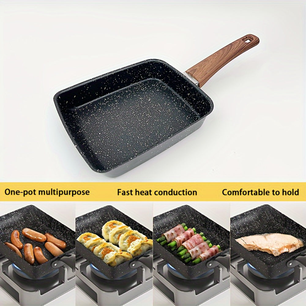 Tamagoyaki Pan Japanese Nonstick Rectangular Egg Pan for Omelettes & Rolls – Induction Halogen Compatible Dishwasher Safe Wooden or Plastic