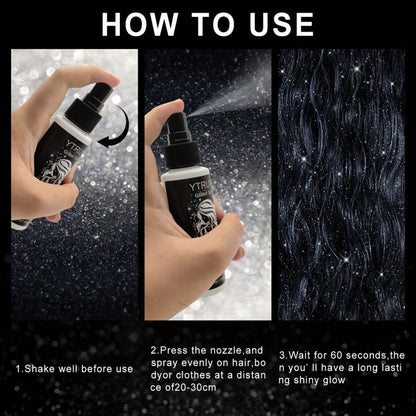 Glitter Spray for Hair & Body Quick Dry Shimmer Spray – High-Gloss Body Glitter for Face Lips Eyes Skin Festival Rave Party Photoshoot