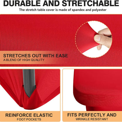 Spandex Tablecloth 6 Foot Rectangular Stretch Table Cover for Parties Weddings Banquets for Entryways, Bedrooms and Living Spaces