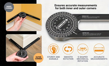 Miter Saw Protractor 7 Inch Aluminum 2-in-1 Professional Angle Finder CNC Machined Precision for Entryways, Bedrooms and Living Spaces