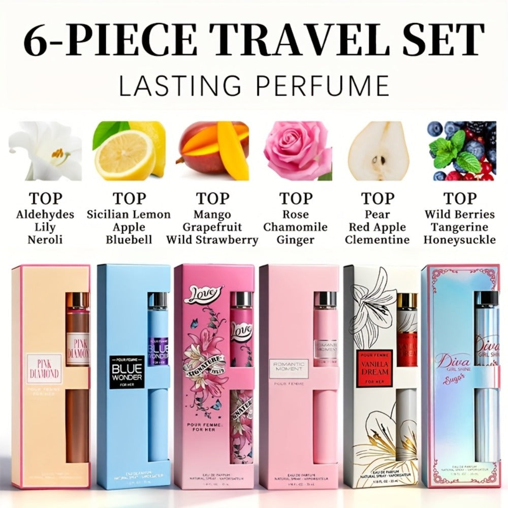 Perfume Gift Set Six 35ml Eau de Parfum Sprays in Individual Boxes and Open Display Carton for Women