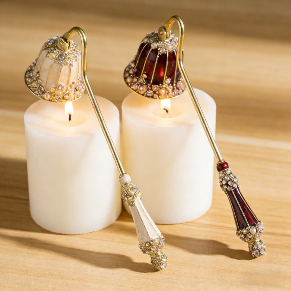 Candle Snuffer Long Handle - Elegant Metal Wick Flame Extinguisher Bell Candle Accessory for Home Decor