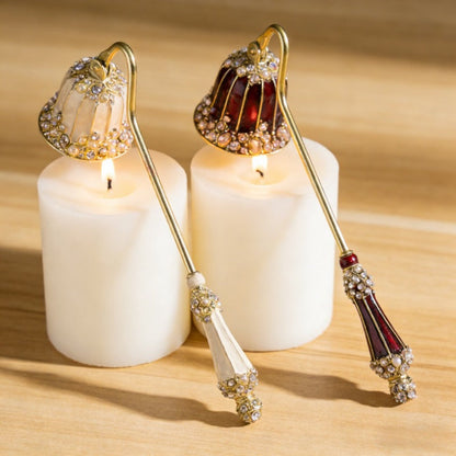Candle Snuffer Long Handle - Elegant Metal Wick Flame Extinguisher Bell Candle Accessory for Home Decor