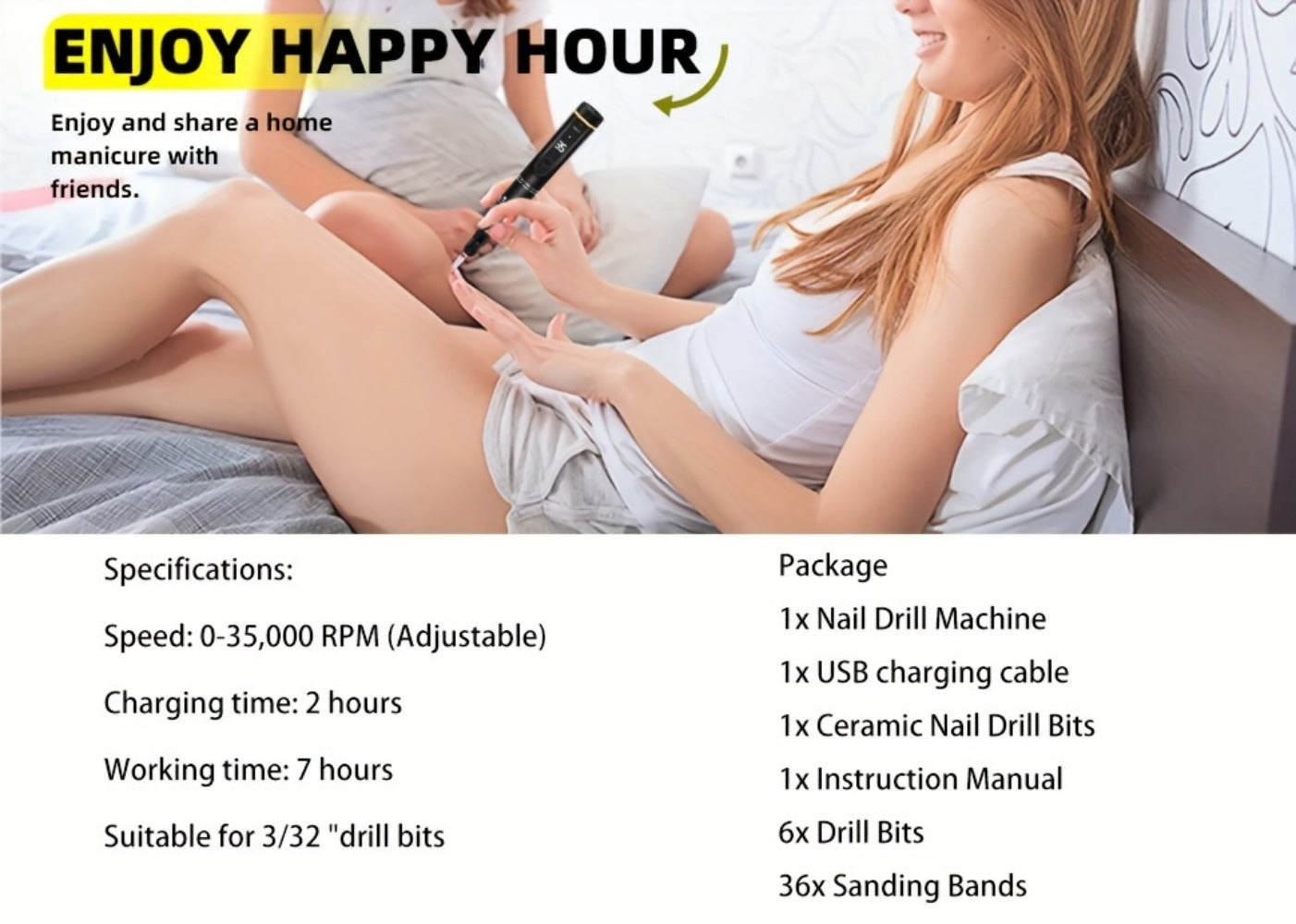 Electric Nail Drill 35000 RPM Rechargeable Pen with Digital Display, Forward Reverse and Three Colors