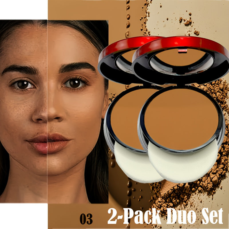 Pressed Powder Foundation Contour Matte Ful1l Coverage Oil Control Waterproof, 6 Shades Light to Dark